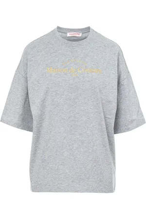 VALENTINO GARAVANI Koszulki, Kobieta, Szary, L, Bawełna, Casualowa koszulka T-Shirt z nadrukiem logo