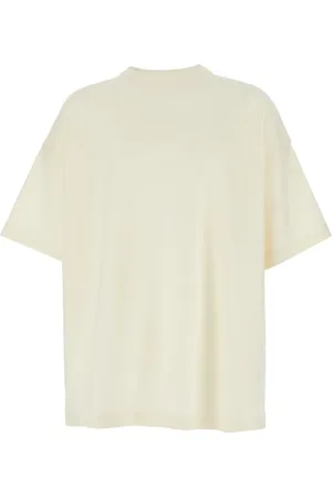 FEAR OF GOD Koszulki, Mężczyzna, Beżowy, M, Bawełna, Beżowy T-shirt z Okrągłym Dekoltem i Mini Naszywką