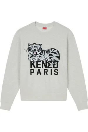 Kenzo Bluzy, Mężczyzna, Szary, L, Bawełna, Bluza Crewneck z Haftem