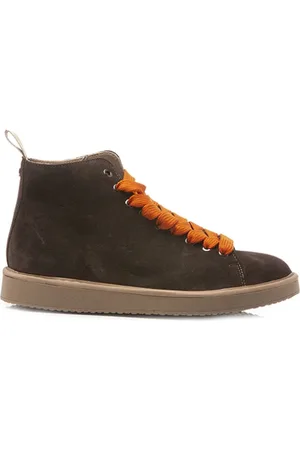 Panchic Buty, Mężczyzna, brązowy, 44 EU, Zamsz, Zamszowe Sneakersy z Pomarańczowymi Sznurowadłami
