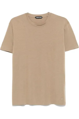 Tom Ford Koszulki, Mężczyzna, Beżowy, 2XL, Bawełna, T-shirt z krótkim rękawem i okrągłym dekoltem
