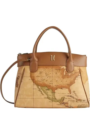 ALVIERO MARTINI 1A CLASSE Torebki, Kobieta, brązowy, ONE SIZE, Brązowa torba na ramię z motywem Geo Map