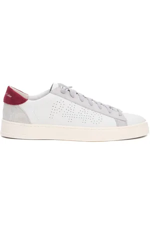 P448 Buty, Mężczyzna, Biały, 45 EU, Białe i bordowe skórzane sneakersy w kamuflażu