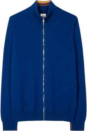 Paul Smith Bluzy, Mężczyzna, Niebieski, L, Kaszmir, Kobaltowy kardigan z kaszmiru