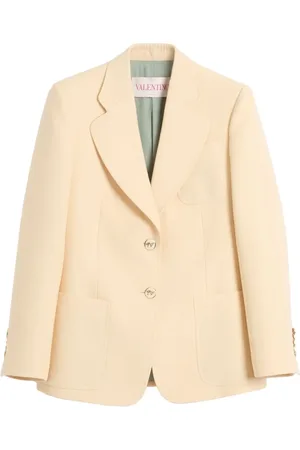 VALENTINO GARAVANI Kurtki, Kobieta, Żółty, S, Wełna, Żółta marynarka z Crepe Couture