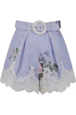 ZIMMERMANN Szorty, Kobieta, Wielobarwność, M, Len, Everley Lace Trim Tuck Short