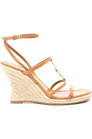 Tory Burch Buty, Kobieta, Beżowy, 35 EU, Skóra, Stylowe Koturny Zeppe