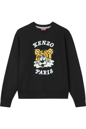 Kenzo Bluzy, Kobieta, Czarny, M, Bawełna, Bluza Unisex Bez Meszku z Haftem