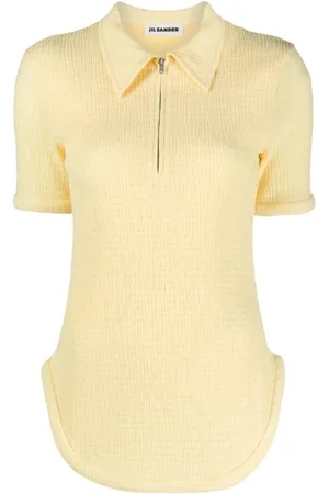 Jil Sander Koszulki, Kobieta, Żółty, S, Bawełna, Koszulka Polo z Krótkim Rękawem
