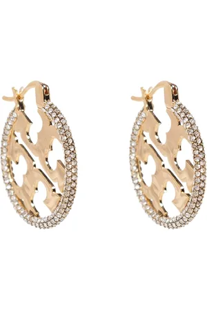 Tory Burch Akcesoria, Kobieta, Żółty, ONE SIZE, Kolczyki koła Miller Pavé
