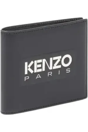 Kenzo Akcesoria, Mężczyzna, Czarny, ONE SIZE, Skóra, Czarny skórzany portfel z wytłoczonym logo