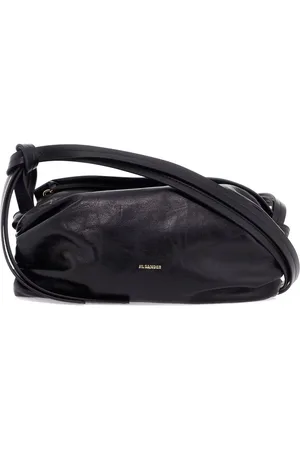 Jil Sander Torebki, Kobieta, Czarny, ONE SIZE, Skóra, Skórzana listonoszka z marszczeniami i logo