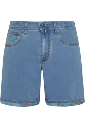 Vilebrequin Szorty, Mężczyzna, Niebieski, W34, Denim, Spodenki kąpielowe z motywem rozgwiazd i żółwi z denimu dla mężczyzn