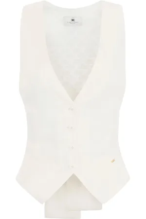 Elisabetta Franchi Kurtki, Kobieta, Biały, S, Ivory Bezrękawnik 360 Styl