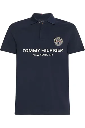 Tommy Hilfiger Koszulki, Mężczyzna, Niebieski, S, Bawełna, Koszulka Polo Slim z Logo Icon Crest