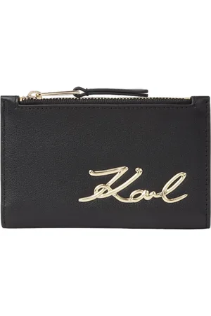 Karl Lagerfeld Akcesoria, Kobieta, Czarny, ONE SIZE, Skóra, Czarny skórzany portfel