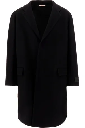 VALENTINO GARAVANI Płaszcze, Mężczyzna, Czarny, L, Wełna, Czarny płaszcz oversize z mieszanki wełny