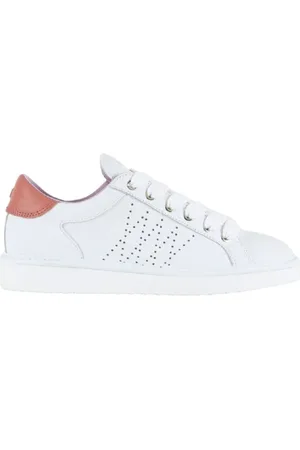 Panchic Buty, Kobieta, Biały, 36 EU, Skóra, Sznurowane sneakersy z koralowym spojlerem z tyłu