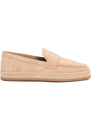 Hogan Buty, Kobieta, Beżowy, 37 1/2 EU, Zamsz, Beżowe Zamszowe Mokasyny