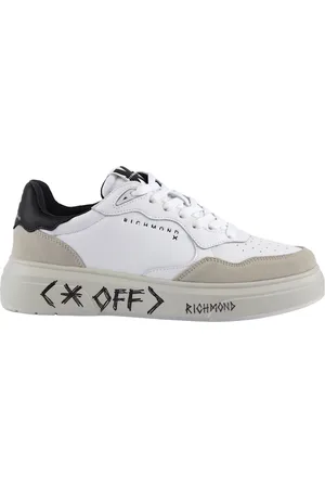 John Richmond Buty, Mężczyzna, Biały, 44 EU, Skóra, Biało-czarne sneakersy ze skóry cielęcej
