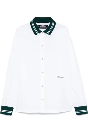 Jacquemus Koszule, Mężczyzna, Biały, S, Biała koszula w paski na krawędziach