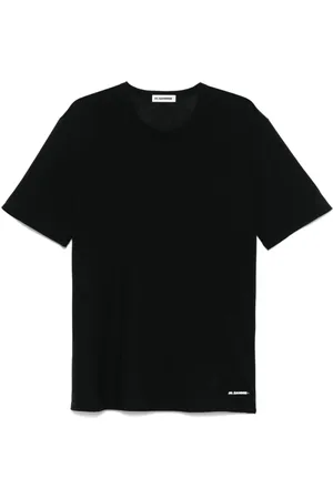 Jil Sander Koszulki, Mężczyzna, Czarny, M, Bawełna, Czarny T-shirt z nadrukiem logo