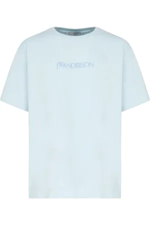 J.W.Anderson Koszulki, Mężczyzna, Niebieski, L, Bawełna, T-shirt z krótkim rękawem i haftowanym logo 3D