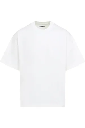 Jil Sander Koszulki, Mężczyzna, Biały, XL, Bawełna, Boxy Tonal Logo T-shirt