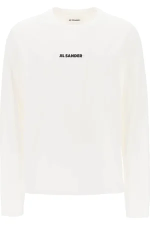 Jil Sander Bluzy, Mężczyzna, Biały, L, Bawełna, Koszulka z Długim Rękawem o Luźnym Kroju
