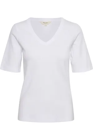 Part Two Koszulki, Kobieta, Biały, 2XL, Bawełna, Bawełniana koszulka z dekoltem w serek