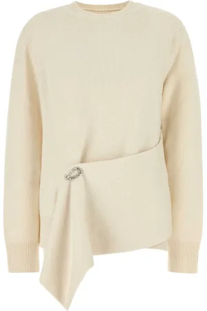 Jil Sander Swetry, Kobieta, Beżowy, S, Sweter z mieszanki wełny w kolorze kości słoniowej