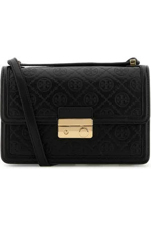 Tory Burch Torebki, Kobieta, Czarny, ONE SIZE, Skóra, Stylowa czarna skórzana torba na ramię