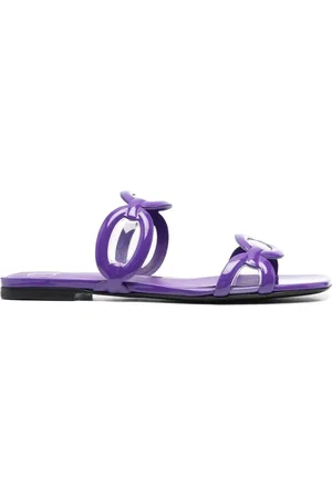 VALENTINO GARAVANI Buty, Kobieta, Fioletowy, 36 EU, Skóra, Klapki Chain 1967
