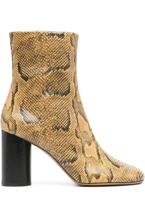 Isabel Marant Buty, Kobieta, Żółty, 37 EU, Skóra, Botki ze skóry z efektem skóry węża