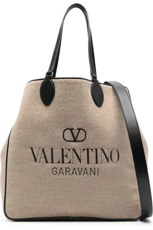 VALENTINO GARAVANI Torebki, Mężczyzna, Beżowy, ONE SIZE, Wełna, Dwustronna skórzana torba z haftowanym logo
