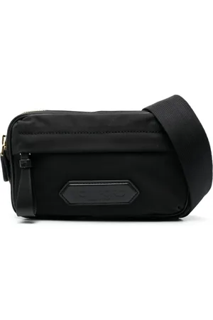 Tom Ford Torebki, Mężczyzna, Czarny, ONE SIZE, Skóra, Czarna Saszetka z Logo