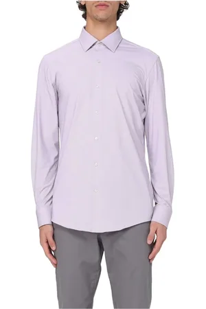 HUGO BOSS Koszule, Mężczyzna, Fioletowy, M, Koszula Slim Fit z Kołnierzykiem Kent