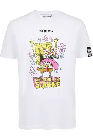 Iceberg Koszulki, Mężczyzna, Biały, L, T-shirt Regular Fit z nadrukiem Sponge Bob