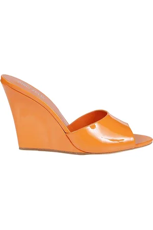 PARIS TEXAS Buty, Kobieta, Pomarańczowy, 39 EU, Skóra, Pomarańczowe sandały na koturnie wsuwane Carrot