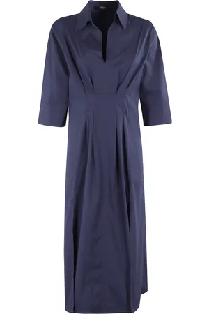 SEVENTY BY SERGIO TEGON Sukienki, Kobieta, Niebieski, XS, Niebieska Sukienka z Poplinu z Bawełny Stretch