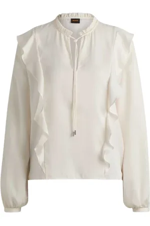 HUGO BOSS Bluzki, Kobieta, Biały, M, Bawełna, Stylowa Koszula