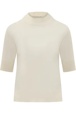 Jil Sander Swetry, Kobieta, Beżowy, L, Wełna, Golf z krótkim rękawem