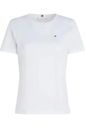 Tommy Hilfiger Koszulki, Kobieta, Biały, M, Bawełna, Nowoczesny T-shirt Regular C-Nk
