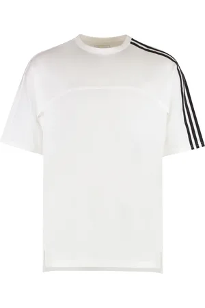 Y-3 Koszulki, Mężczyzna, Biały, L, Żakardowy crew-neck bawełniany T-shirt