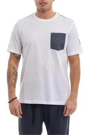 HERNO Koszulki, Mężczyzna, Biały, S, Denim, Bicolor Denim Koszulka z kieszenią