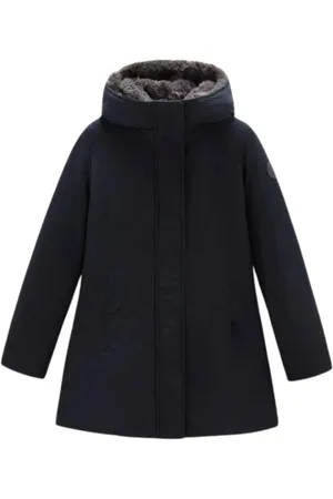Woolrich Płaszcze, Kobieta, Niebieski, S, Parka z imitacji futra