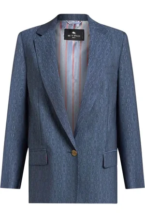 Etro Kurtki, Kobieta, Niebieski, XS, Klasyczny Wełniany Blezer