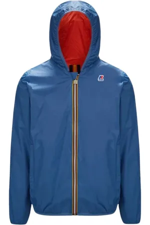 K-Way Kurtki, Mężczyzna, Niebieski, S, Nylon, Dwustronna kurtka puchowa z kapturem