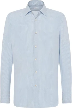 Kiton Koszule, Mężczyzna, Niebieski, 4XL, Bawełna, Elegancka koszula bawełniana w paski