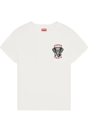 Kenzo Koszulki, Kobieta, Beżowy, L, Bawełna, T-shirt z motywem słonia Elephant Crest